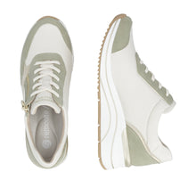 Load image into Gallery viewer, Remonte White and Sage Wide Fit Wedge Trainer|D0T0182
