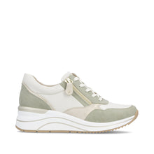 Load image into Gallery viewer, Remonte White and Sage Wide Fit Wedge Trainer|D0T0182
