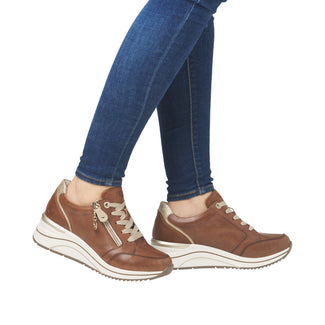 Remonte Wide Fit Brown Mini Wedge Trainer|D0T0324B