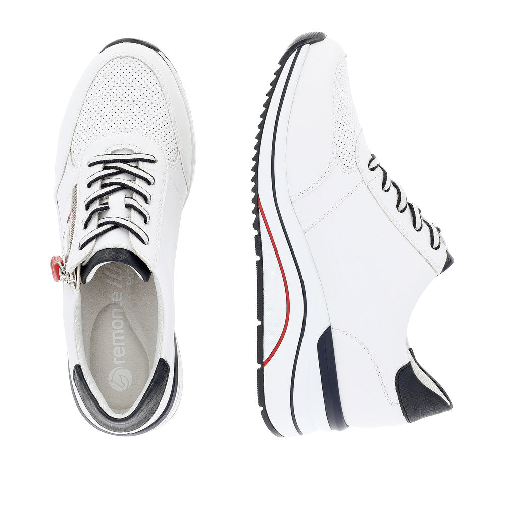 Remonte White Wide Fit Comfort Trainer|D0T0481WH