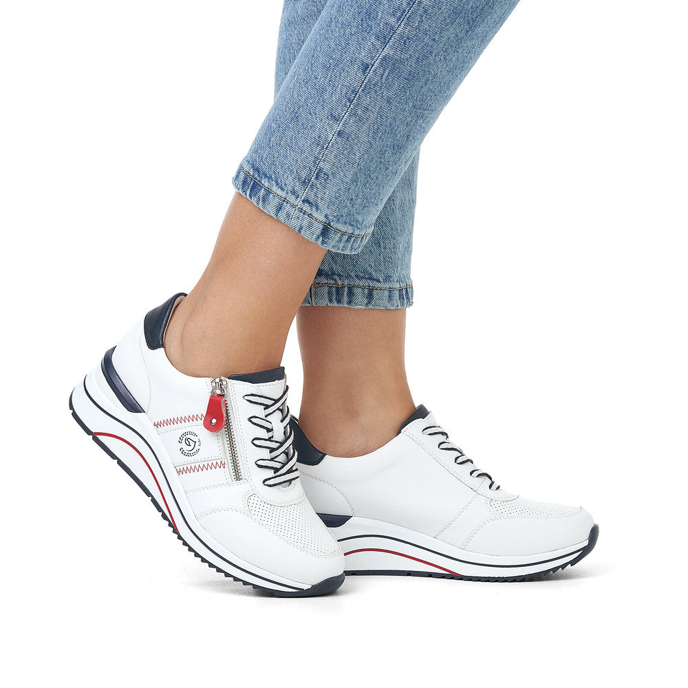 Remonte White Wide Fit Comfort Trainer|D0T0481WH