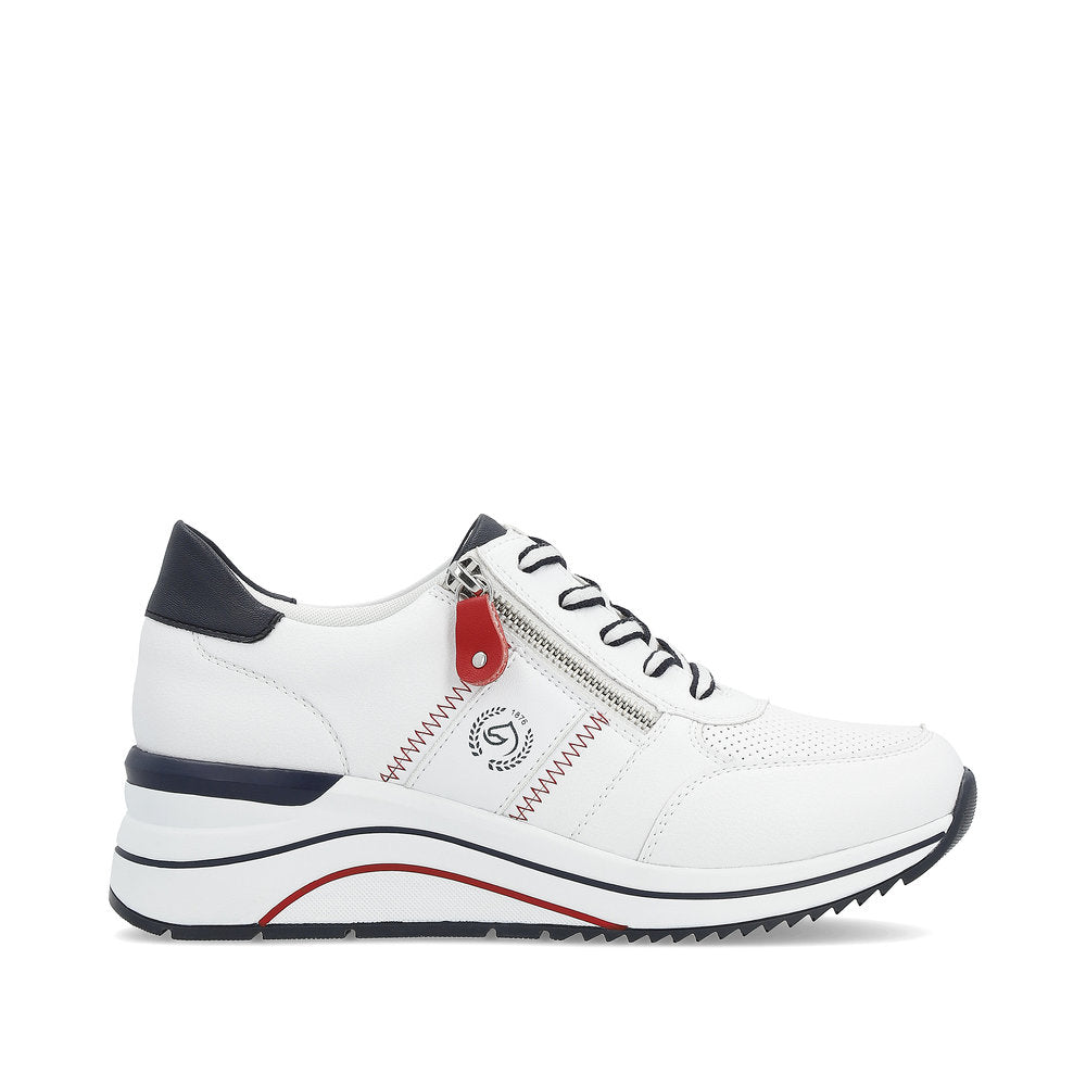 Remonte White Wide Fit Comfort Trainer|D0T0481WH