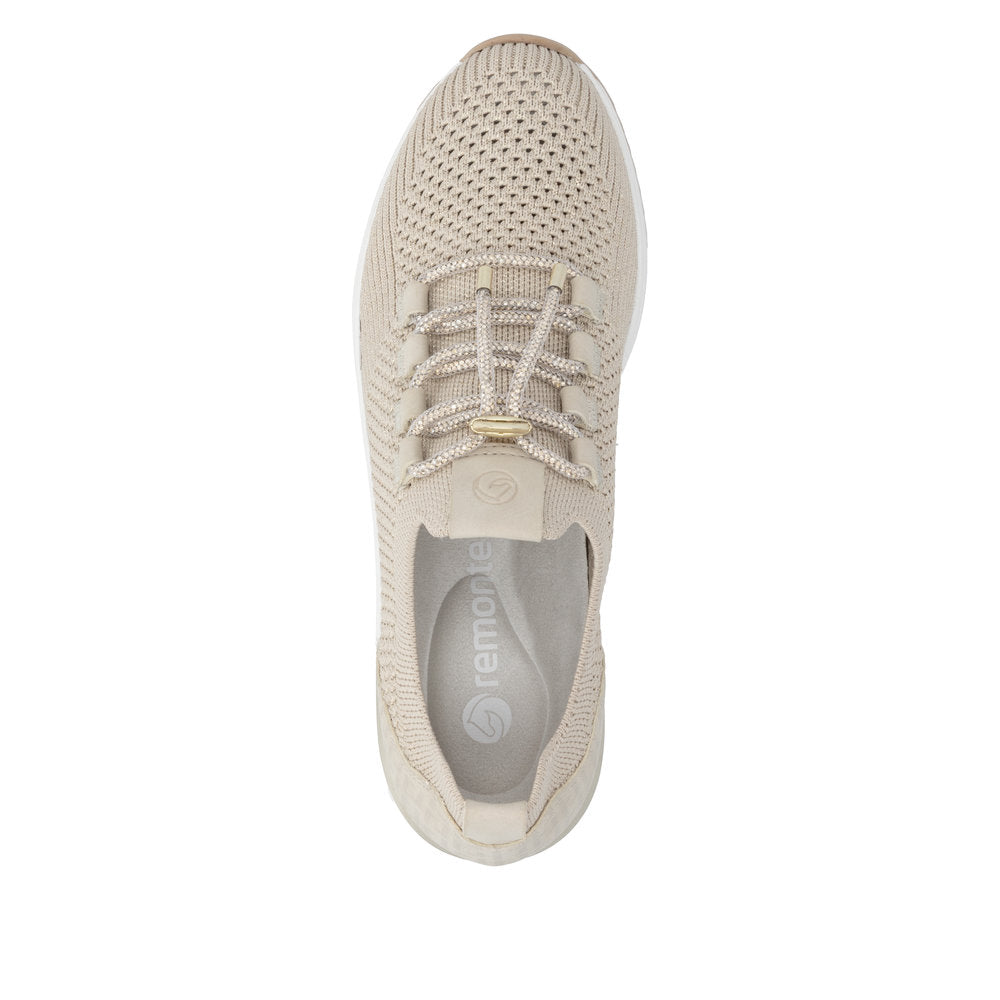 Remonte Beige Wide Fit Mini Wedge Trainer|D0T1860