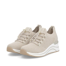 Load image into Gallery viewer, Remonte Beige Wide Fit Mini Wedge Trainer|D0T1860
