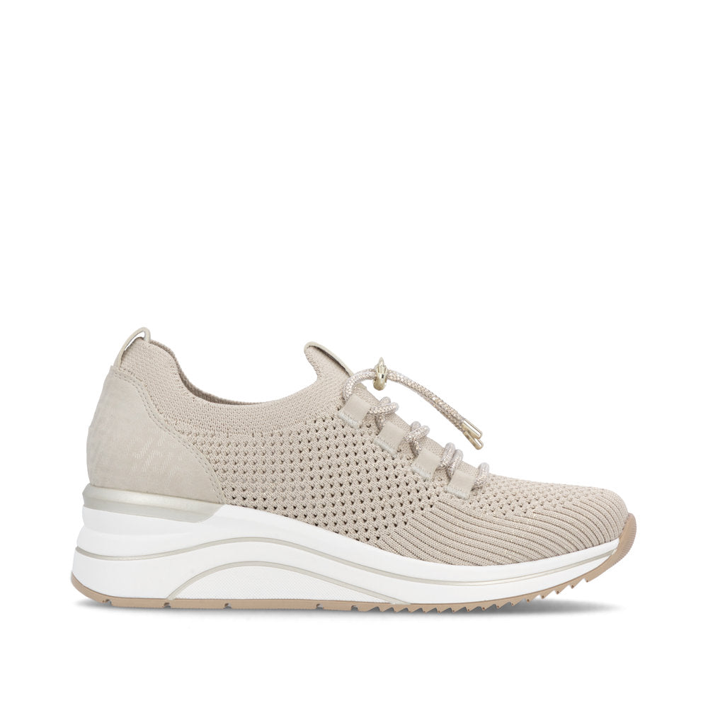 Remonte Beige Wide Fit Mini Wedge Trainer|D0T1860