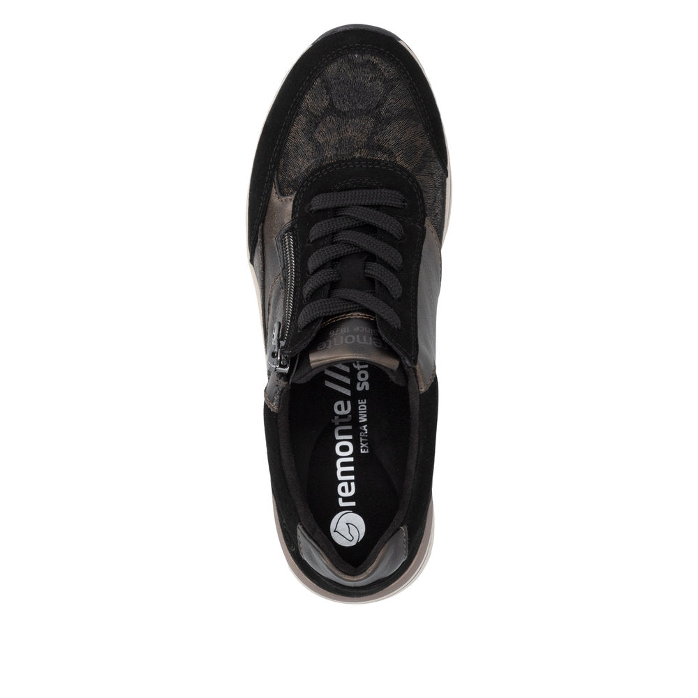 Remonte Wide Fit Black Trainer|D0T2303