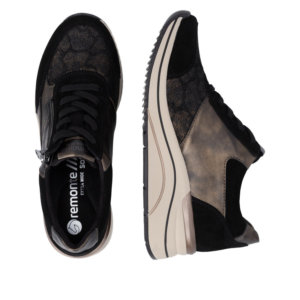 Remonte Wide Fit Black Trainer|D0T2303