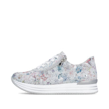Load image into Gallery viewer, Floral-patterned sneaker with a zipper on a white background
