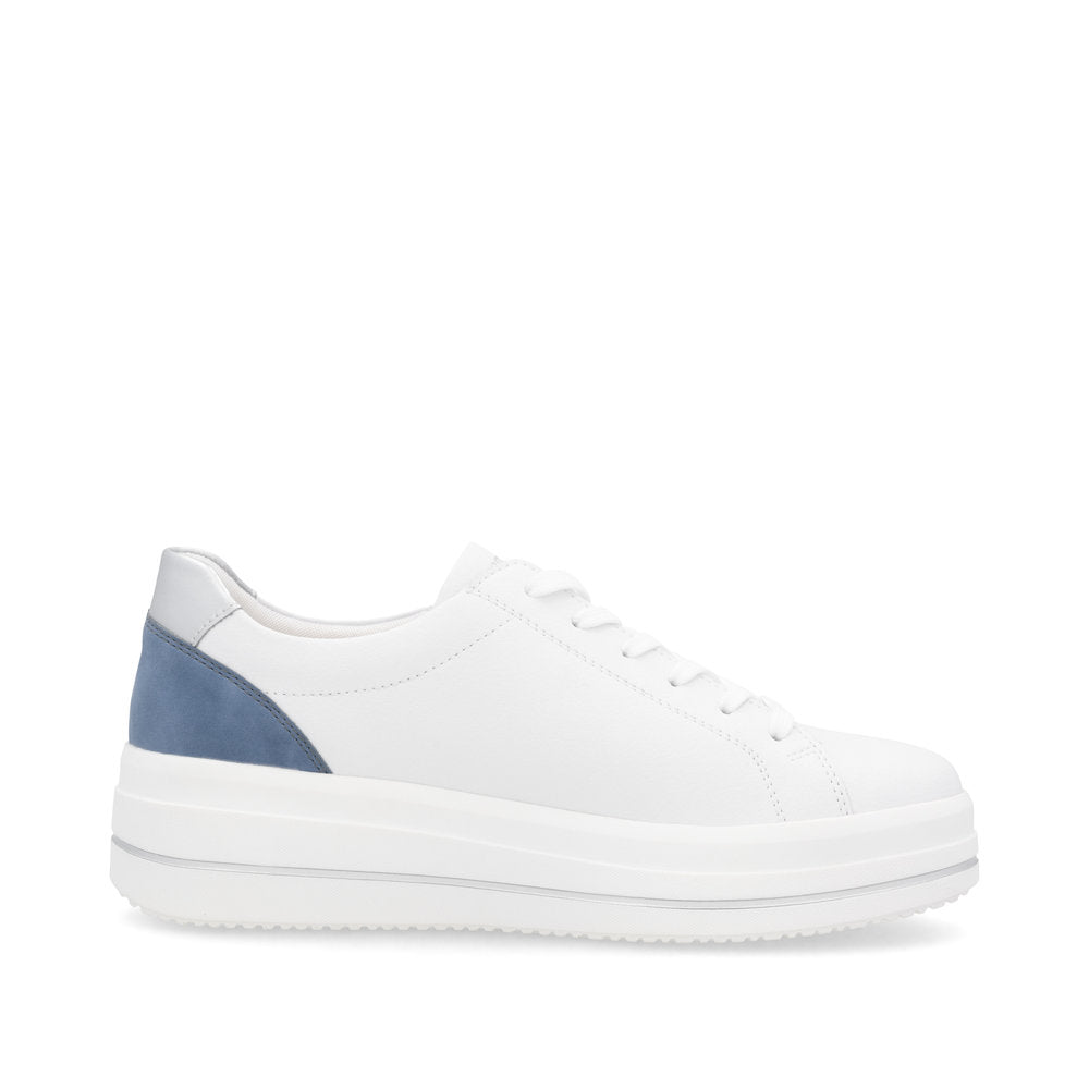 Remonte White and Blue Wedge Trainer|D1C0184M