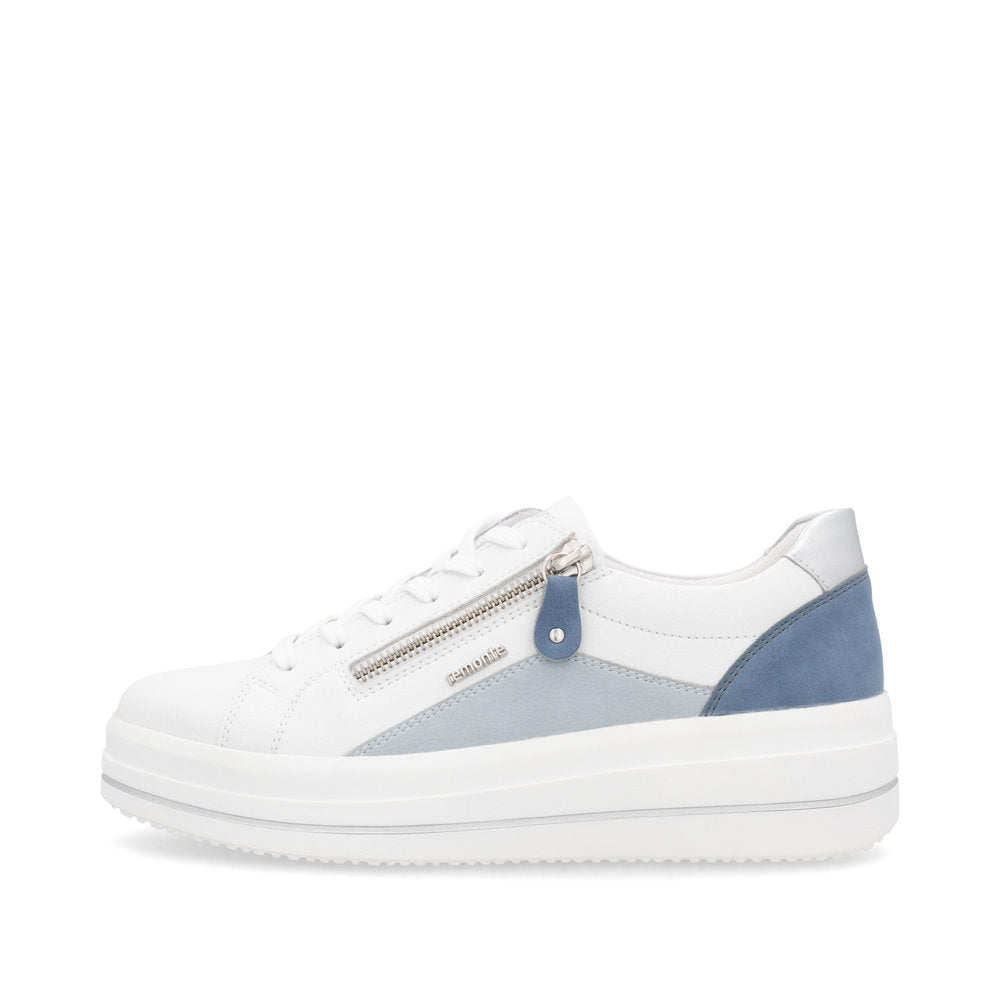 Remonte White and Blue Wedge Trainer|D1C0184M