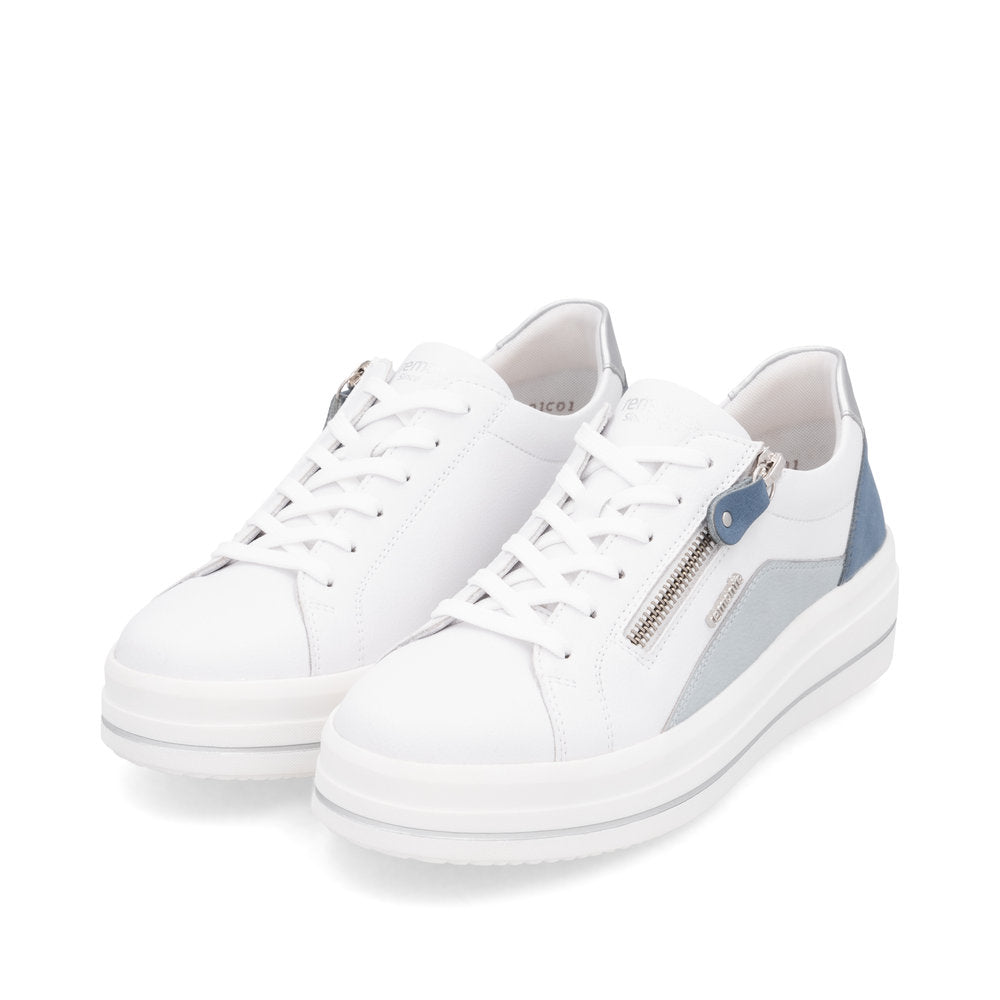 Remonte White and Blue Wedge Trainer|D1C0184M