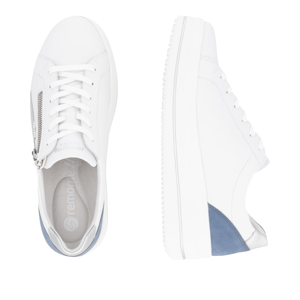 Remonte White and Blue Wedge Trainer|D1C0184M
