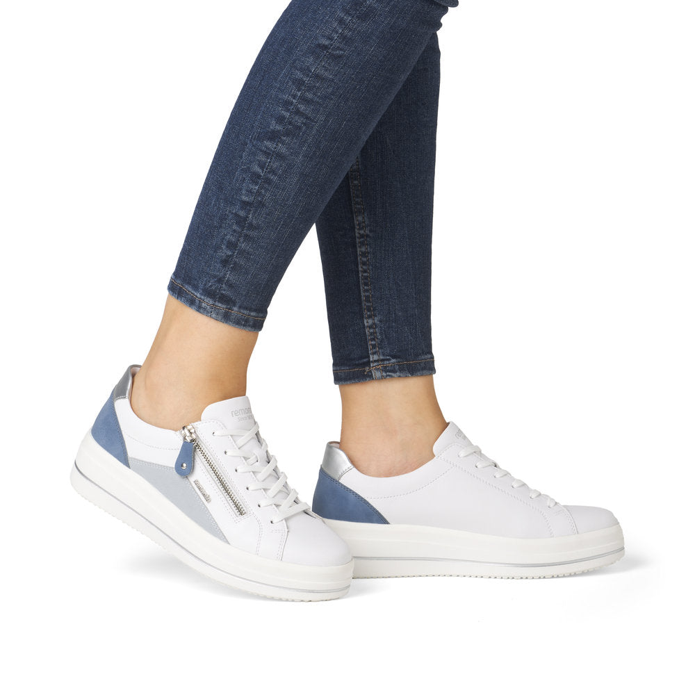 Remonte White and Blue Wedge Trainer|D1C0184M
