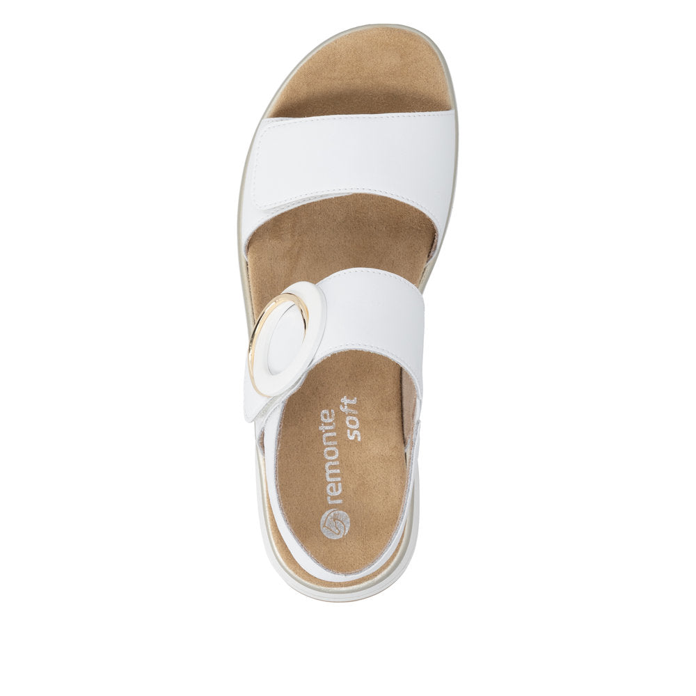 Remonte White Hook and Loop Strap Sandal|D1J6380