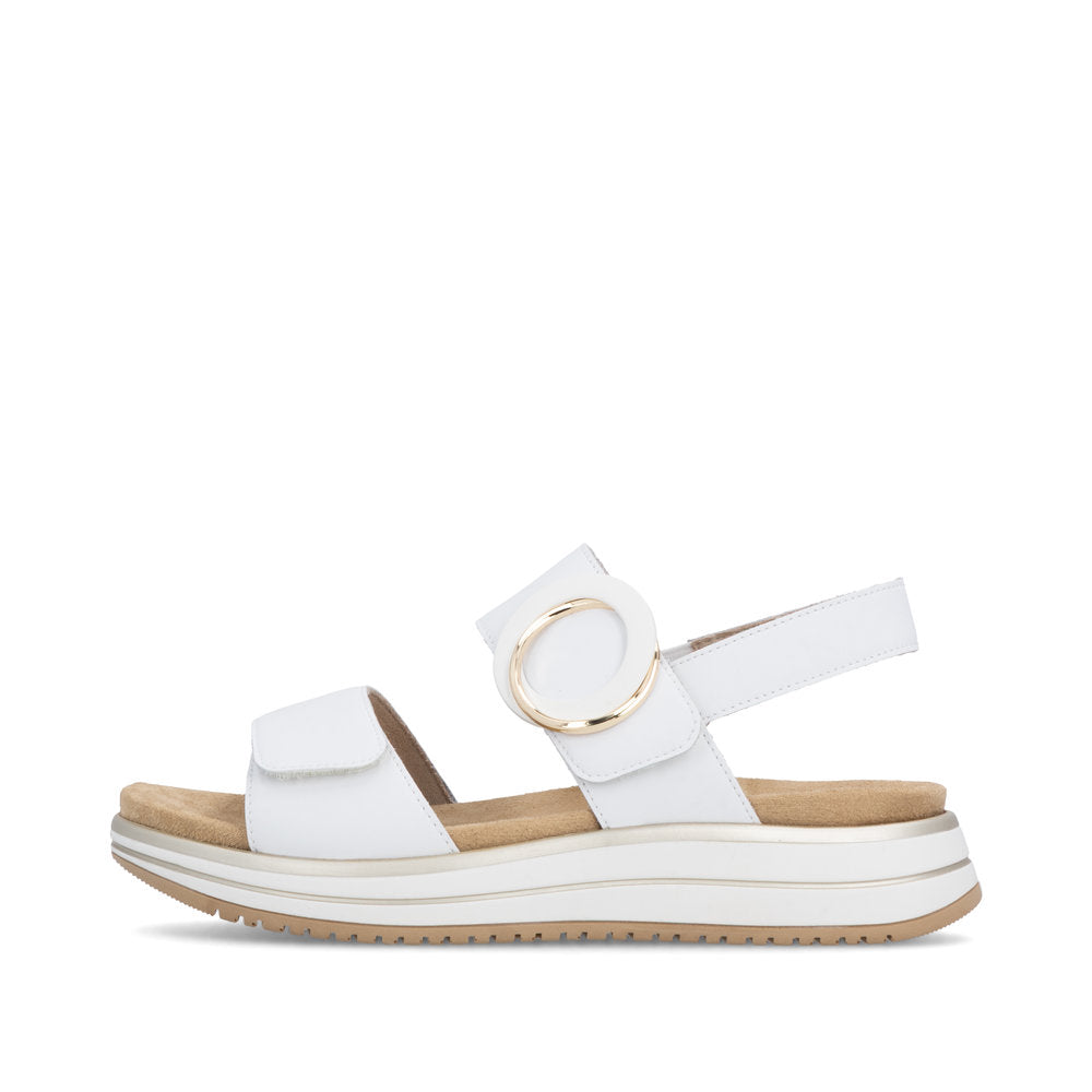 Remonte White Hook and Loop Strap Sandal|D1J6380