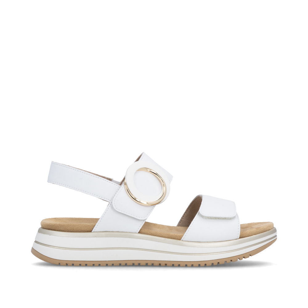 Remonte White Hook and Loop Strap Sandal|D1J6380