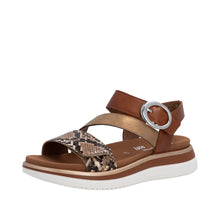 Load image into Gallery viewer, Remonte Brown Snake Print Sandal|D1J6425
