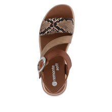 Load image into Gallery viewer, Remonte Brown Snake Print Sandal|D1J6425
