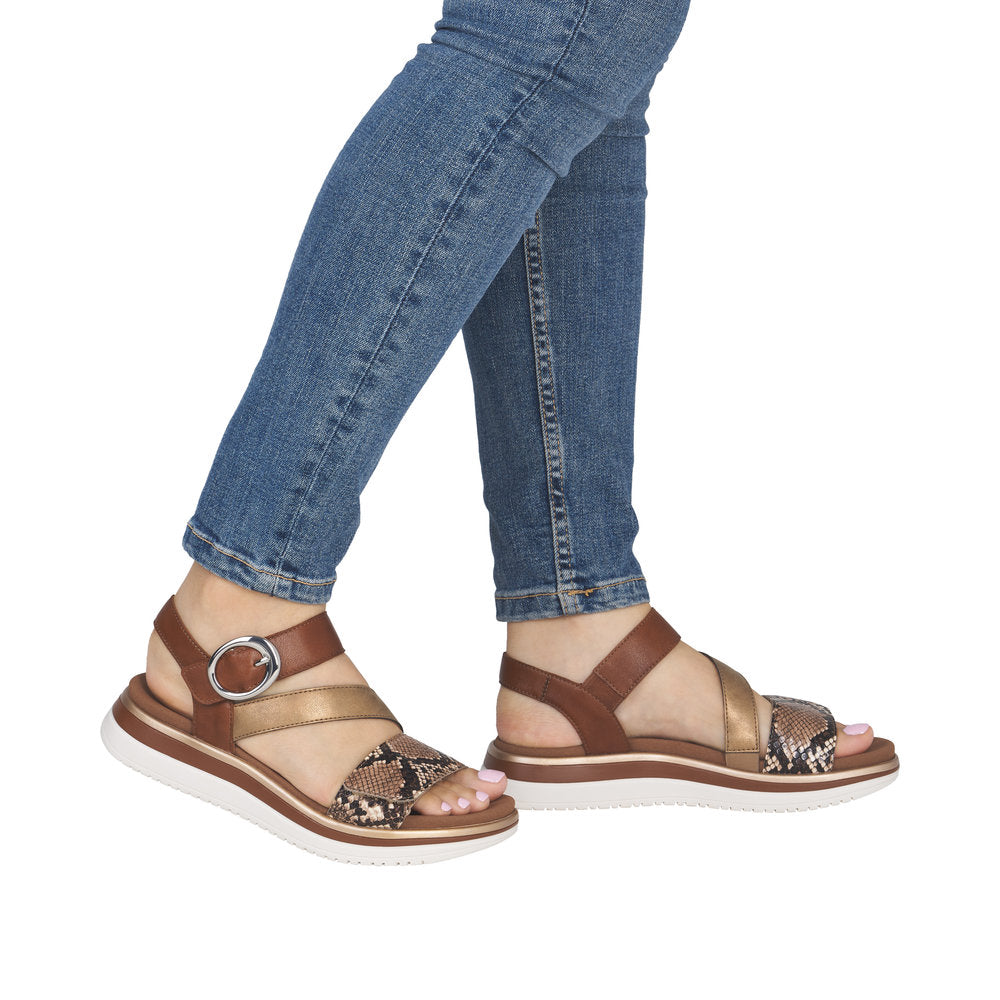 Remonte Brown Snake Print Sandal|D1J6425