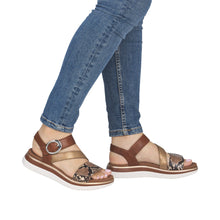 Load image into Gallery viewer, Remonte Brown Snake Print Sandal|D1J6425
