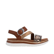 Load image into Gallery viewer, Remonte Brown Snake Print Sandal|D1J6425

