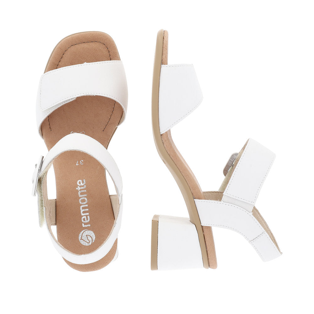 Remonte White Block Heel Sandal|D1K5180W
