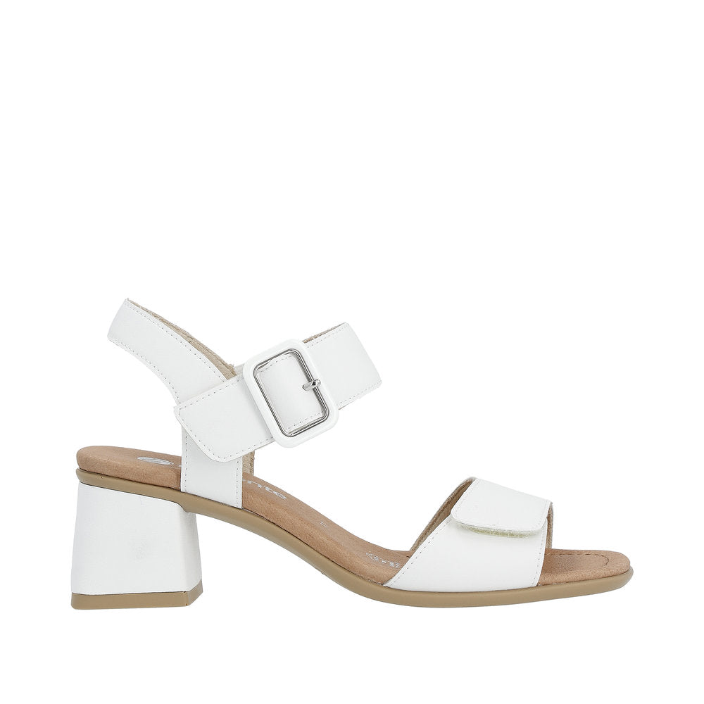 Remonte White Block Heel Sandal|D1K5180W