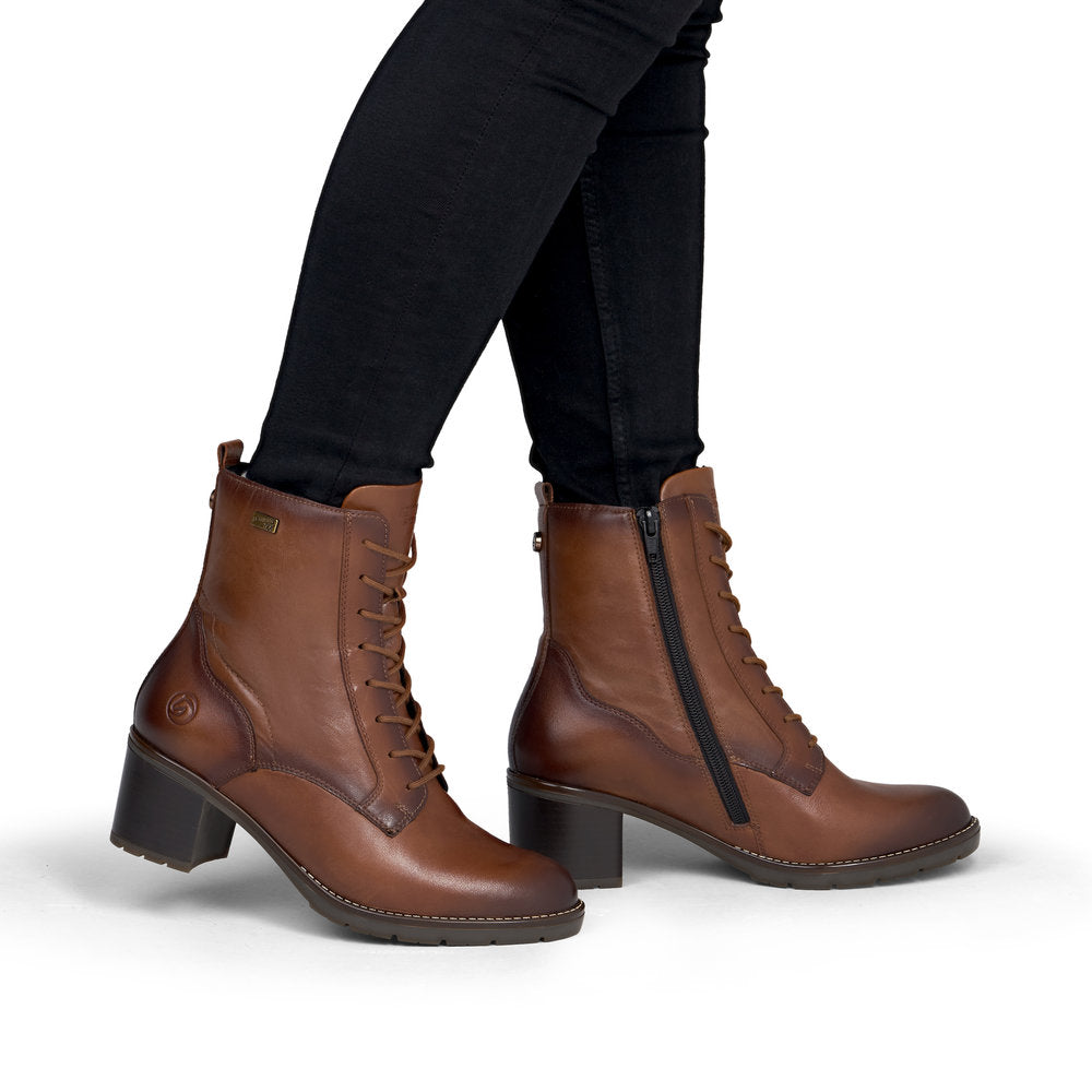 Remonte Brown Block Heel Ankle Boot|D2A8024