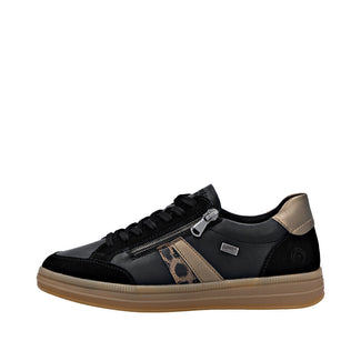 Remonte Wide Fit Black & Bronze Trainer|D2C0403