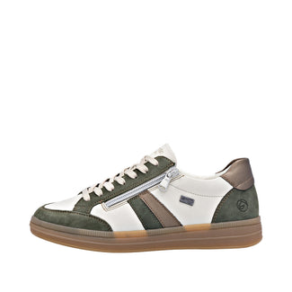 Remonte Wide Fit White, Green & Caramel Trainer|D2C0460