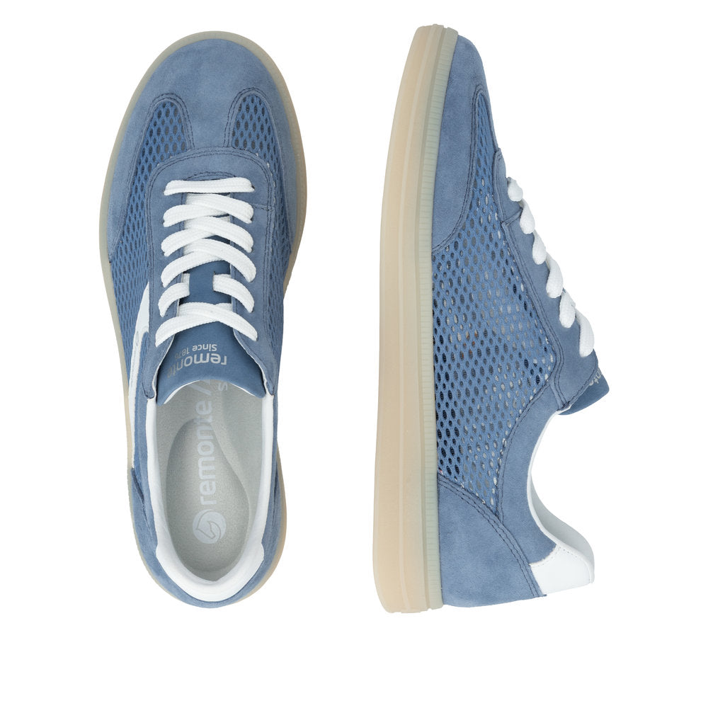 Remonte Blue Cut-Out Suede Trainer |D2C0814
