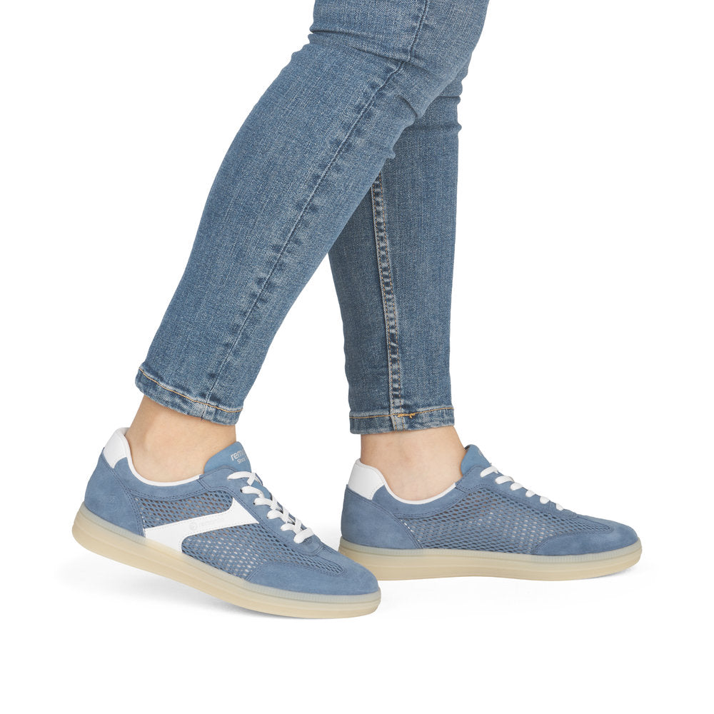 Remonte Blue Cut-Out Suede Trainer |D2C0814