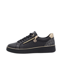 Load image into Gallery viewer, Remonte Wide Fit Black &amp; Gold Trainer|D2E0003
