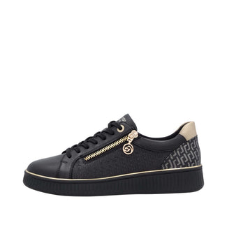 Remonte Wide Fit Black & Gold Trainer|D2E0003