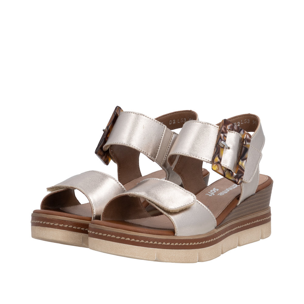 Remonte Light Gold Wedge Sandal|D2L5390