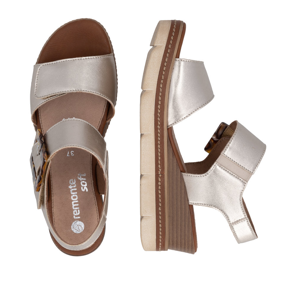 Remonte Light Gold Wedge Sandal|D2L5390