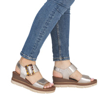 Load image into Gallery viewer, Remonte Light Gold Wedge Sandal|D2L5390
