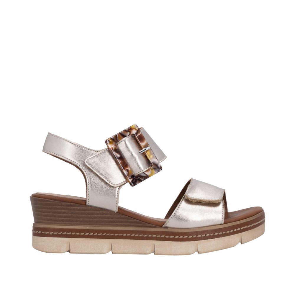 Remonte Light Gold Wedge Sandal|D2L5390