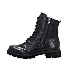 Load image into Gallery viewer, Remonte Wide Fit Black Patent Laced Ankle Boot|D2S7202
