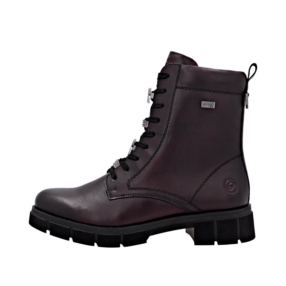 Remonte Deep Bordo Leather Laced Ankle Boot|D2S7335