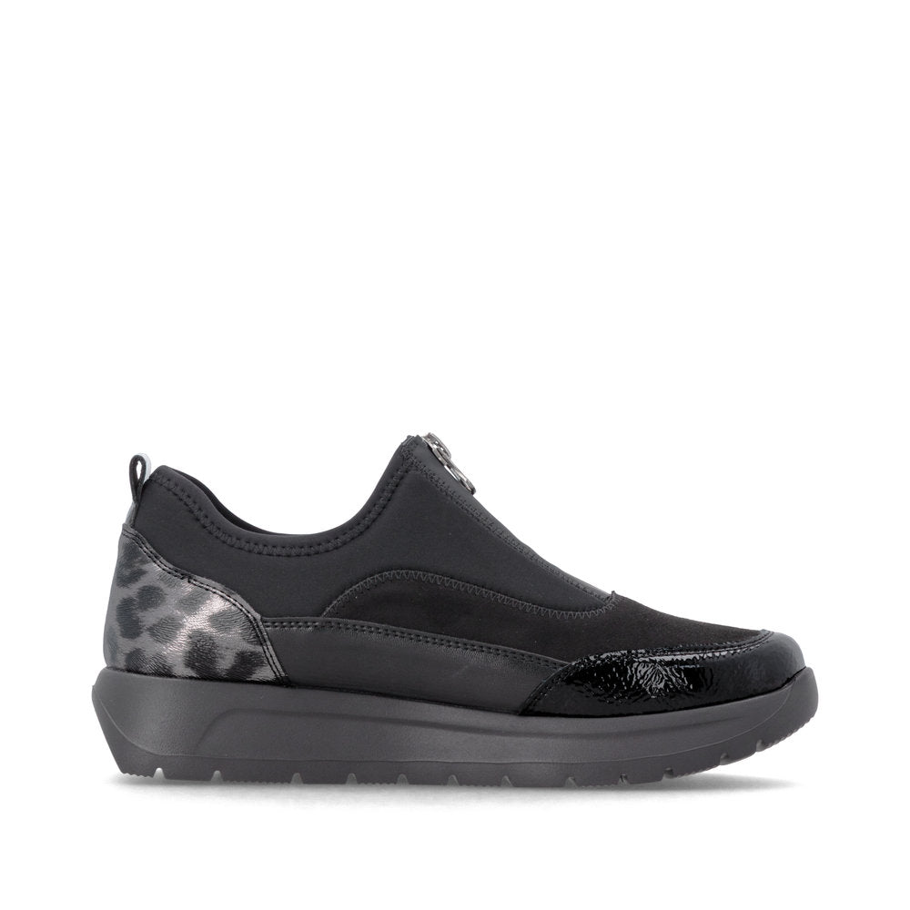 Remonte Black Multi Mini Wedge Shoe|D2V0104