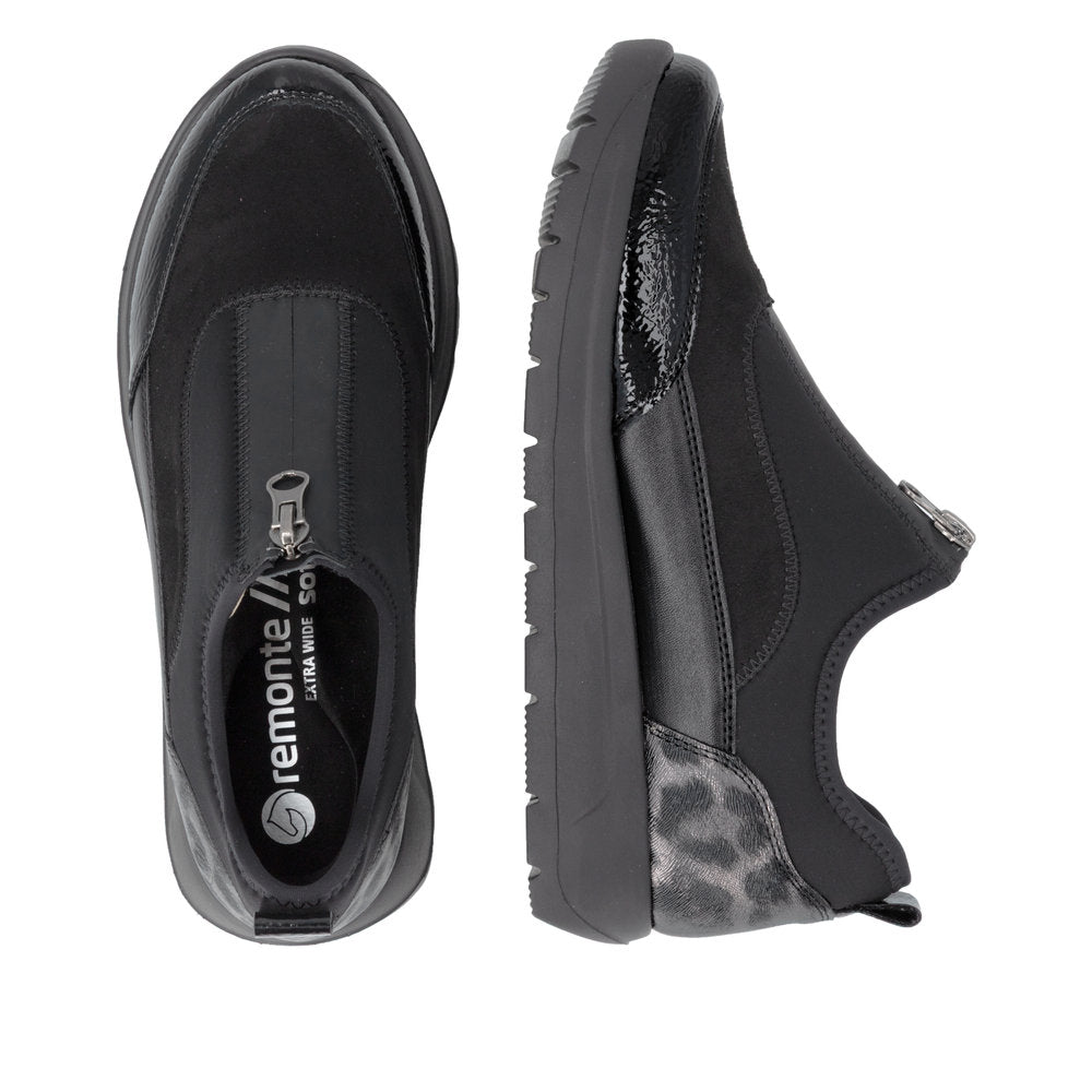 Remonte Black Multi Mini Wedge Shoe|D2V0104