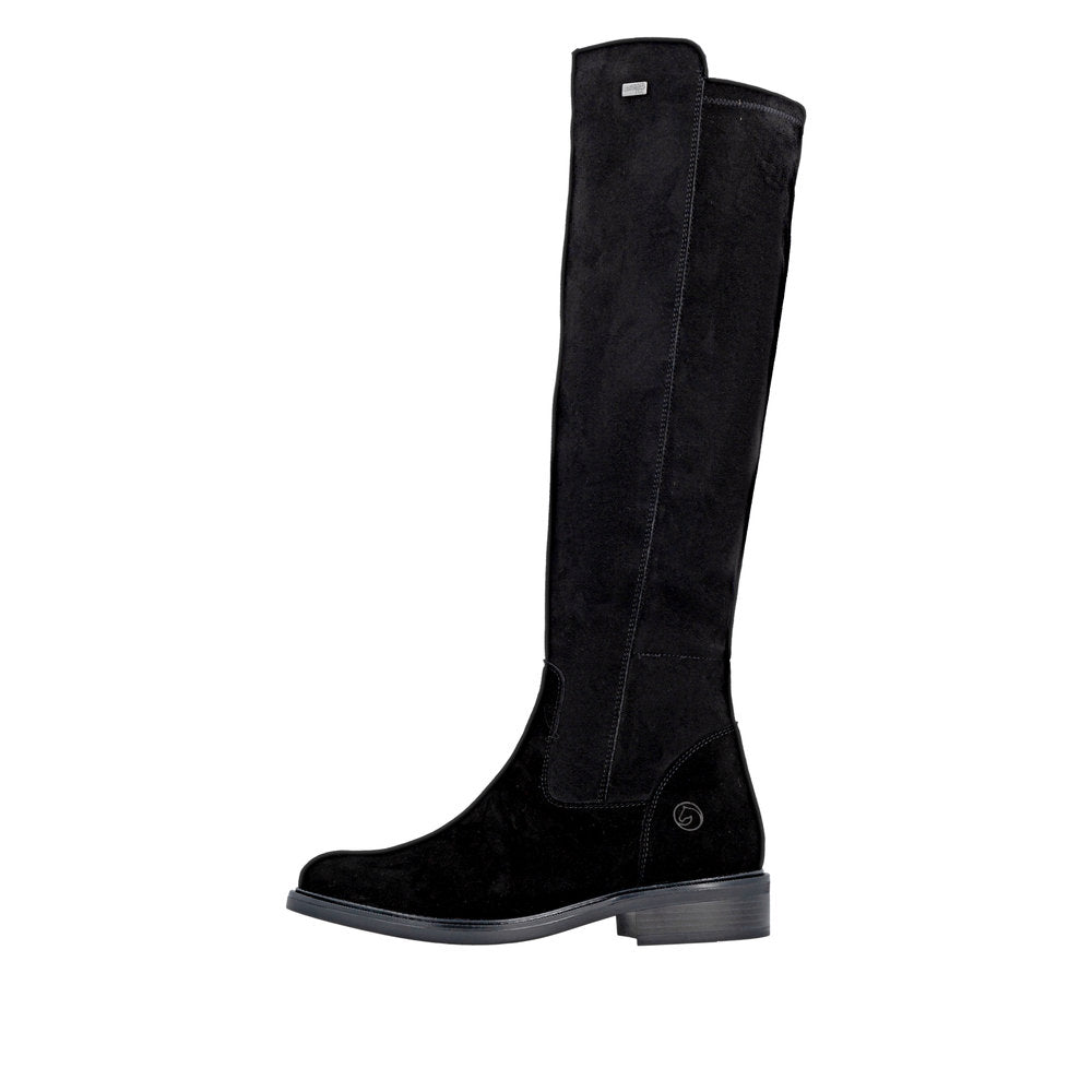 Remonte Black Suede Knee High Boot|D2W7000