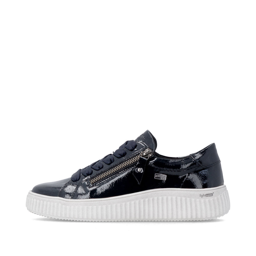 Remonte Wide Fit Navy Patent Platform Trainer|D3E0714