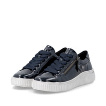 Load image into Gallery viewer, Remonte Wide Fit Navy Patent Platform Trainer|D3E0714
