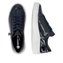 Load image into Gallery viewer, Remonte Wide Fit Navy Patent Platform Trainer|D3E0714
