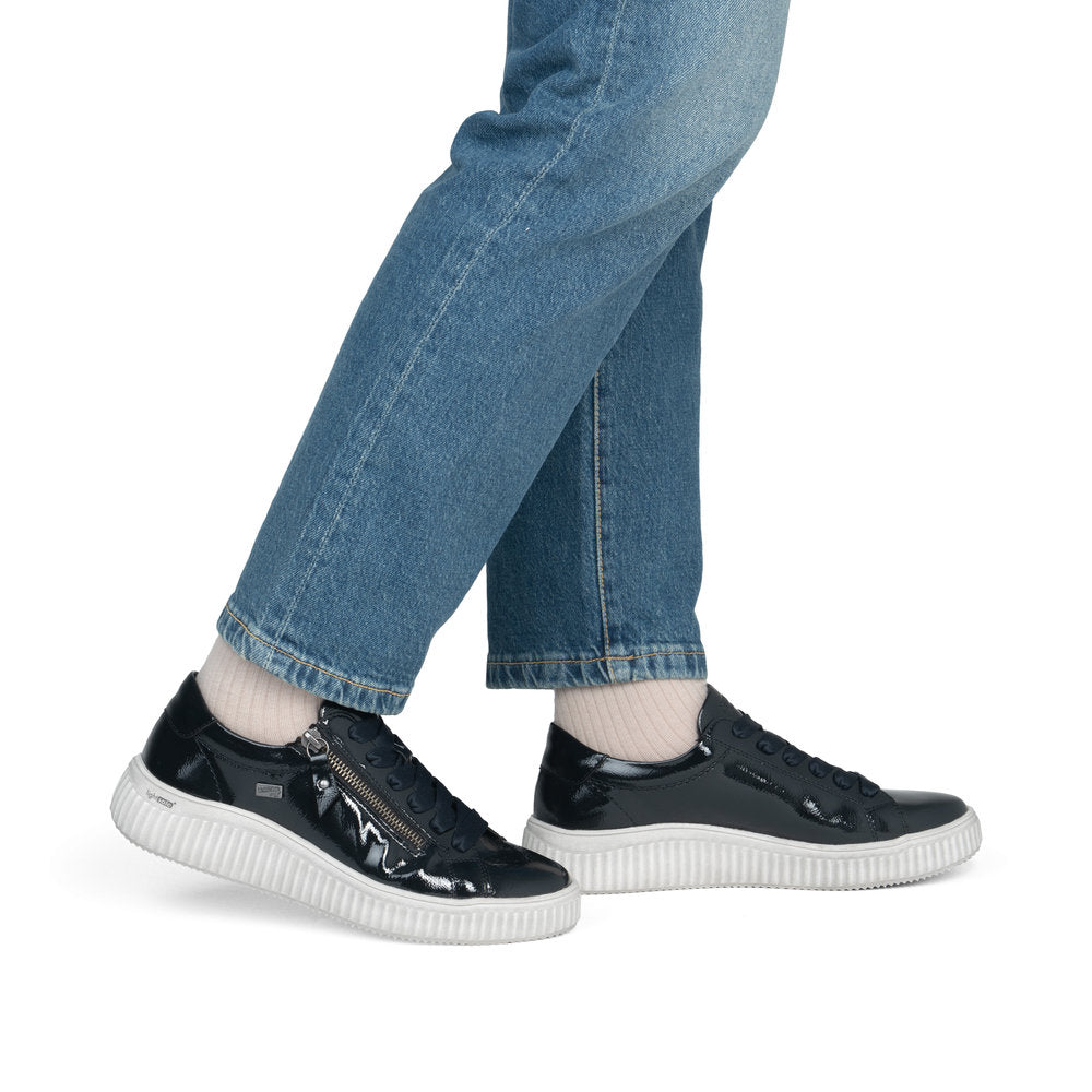 Remonte Wide Fit Navy Patent Platform Trainer|D3E0714