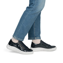 Load image into Gallery viewer, Remonte Wide Fit Navy Patent Platform Trainer|D3E0714
