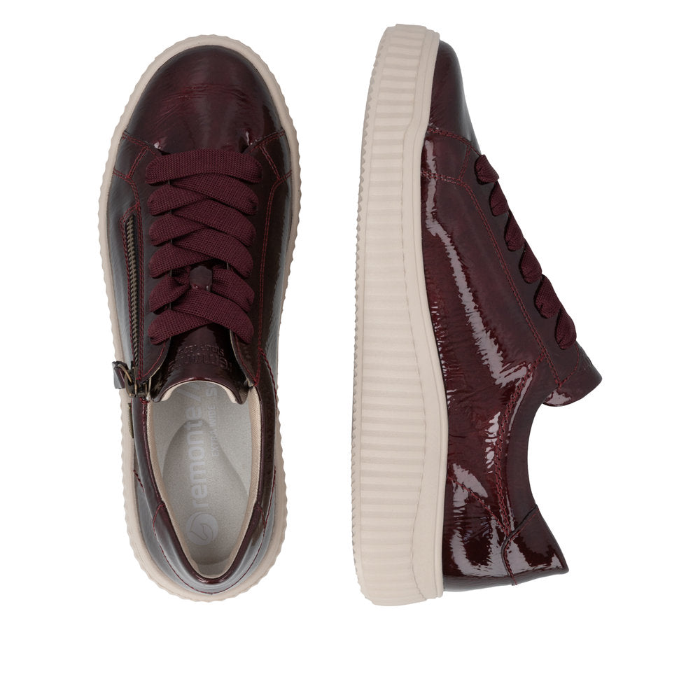 Remonte Patent Burgundy Platform Trainer|D3E0735