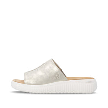 Load image into Gallery viewer, Silver sandal with a white sole on a white background
